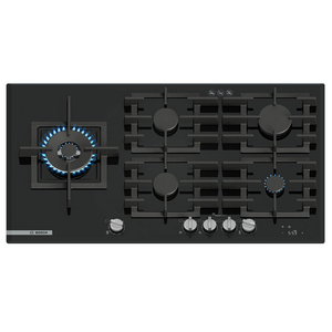 Bosch 90cm Series 8 Natural Gas Cooktop Tempered Glass Black PRS9A6H40A
