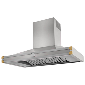 La Cornue Cornufe 110cm Canopy Rangehood Brushed Stainless Steel with Polished Brass