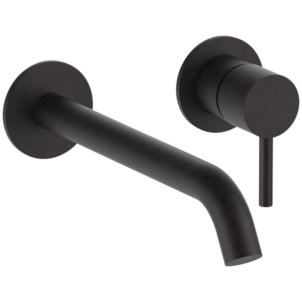 Fantini Nostromo 200m Spout Wall Basin Mixer - Deep Black PVD NOSWB200NPDBLK