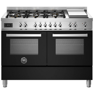 Bertazzoni 120cm Professional Dual Fuel Black Freestanding Oven with Griddle