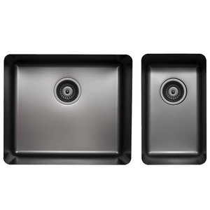 Titan Essentials 500mm & 250mm 1 & 1/2 Double Bowl Kitchen Sink - Gunmetal