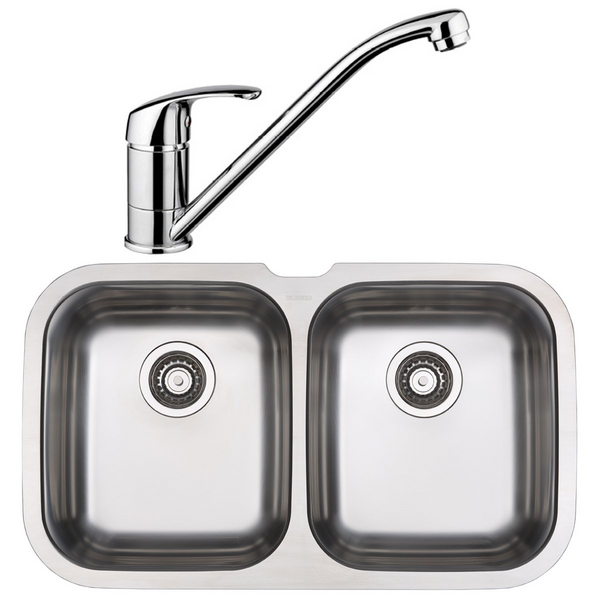 Blanco Double Bowl Undermount Sink and Tap NIAGARAU2D-BT489