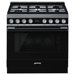 Smeg 90cm Portofino Freestanding Dual Fuel Oven/Stove Black