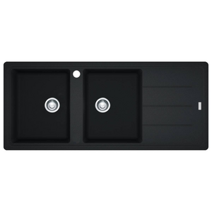 Franke Basis Double Bowl Topmount Sink with Right Hand Drainer - Onyx