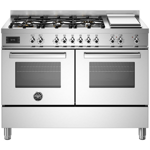 Bertazzoni 120cm Professional Dual Fuel Freestanding Stainless Steel Oven with Griddle Stainless Steel