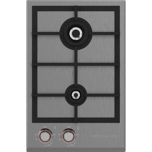 Spezialist 34cm Natural Gas Cooktop with Stainless Steel Plate Black Metal Surface