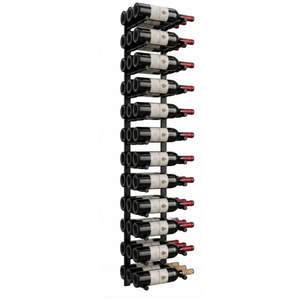 KingsBottle 36 Bottle Offset Peg Metal Rail Wall-Mounted Wine Rack RAIL1368-WPH03MBK