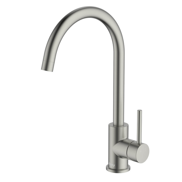 Abey Lucia Lead-Free Goose Sidelever Mixer Tap Brushed Nickel 3K4-BN-LF