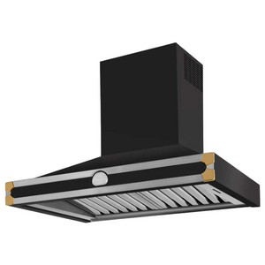 La Cornue Albertine 90cm Canopy Rangehood Matte Black with Polished Brass HS9NF21ET0