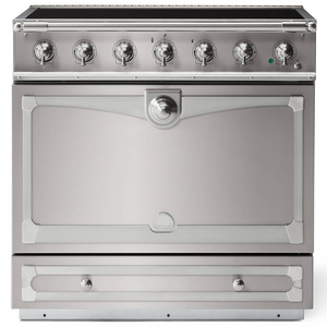 La Cornue Albertine 90cm Induction Freestanding Oven Brushed Stainless Steel with Brushed Nickel