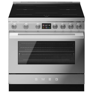 Smeg 90cm Portofino Induction Pyrolytic Freestanding Oven Stainless Steel