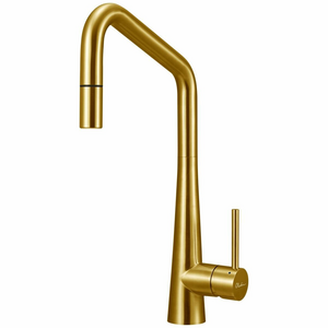 Oliveri Essente Square Neck Pull Out Mixer Tap Gold