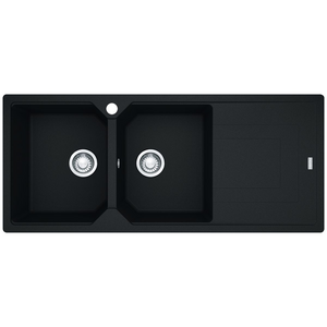 Franke Urban Double Bowl Topmount/Flush Mount Sink with Right Hand Drainer - Onyx