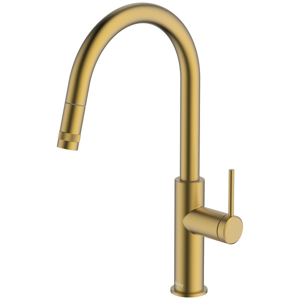 Abey Poco Pull Out Kitchen Mixer Tap Brushed Brass 6K1-BB-LF