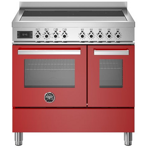 Bertazzoni Professional Series 90cm 5-Zone Induction Cooktop with Electric Double Oven Cooker Rosso