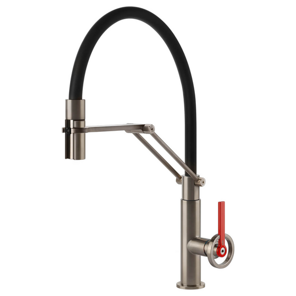 Gessi Officine V Semi-Professional Spray Kitchen Mixer Tap Brushed Nickel 60205-149