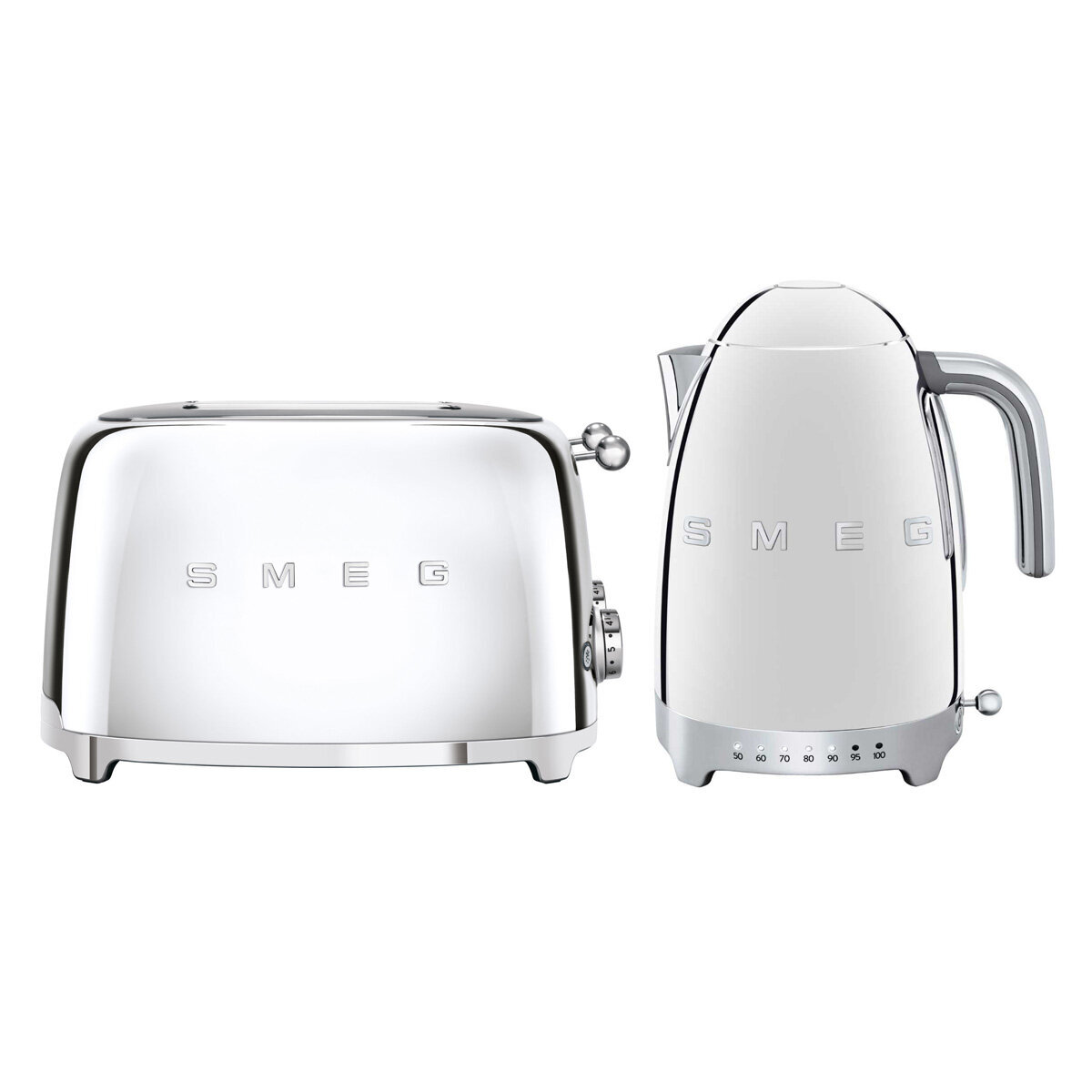 Smeg Kettle and Four Slice Toaster Breakfast Pack Chrome