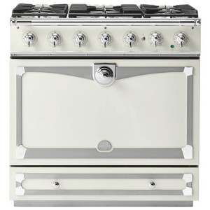 La Cornue Albertine 90cm Dual Fuel Freestanding Oven Pure White with Polished Chrome