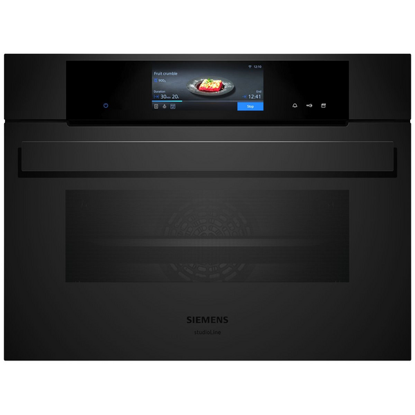 Siemens iQ700 60cm ecoClean Compact Oven with fullSteam Matte Black CS938GCM1