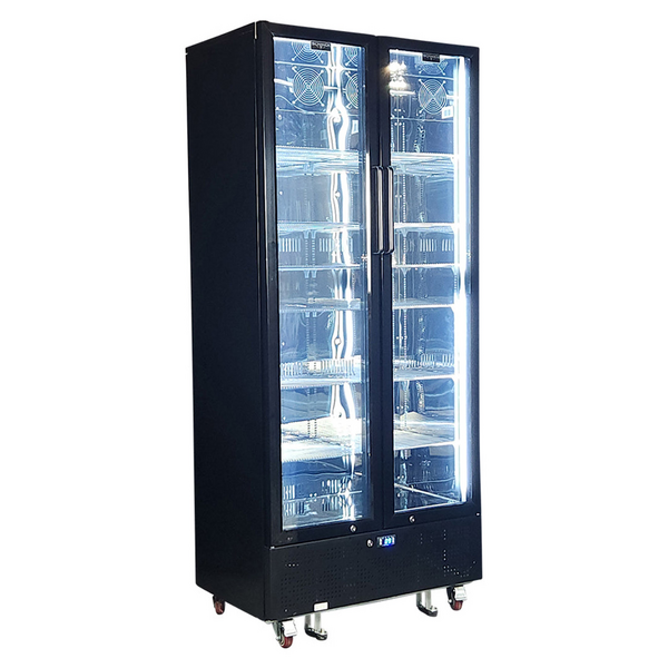 Schmick 694L Two Door Heated Glass Beverage Refrigerator Black SK668-B-HD