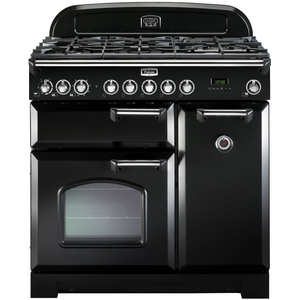 Falcon 90cm Classic Deluxe Freestanding Dual Fuel Oven/Stove Black and Chrome
