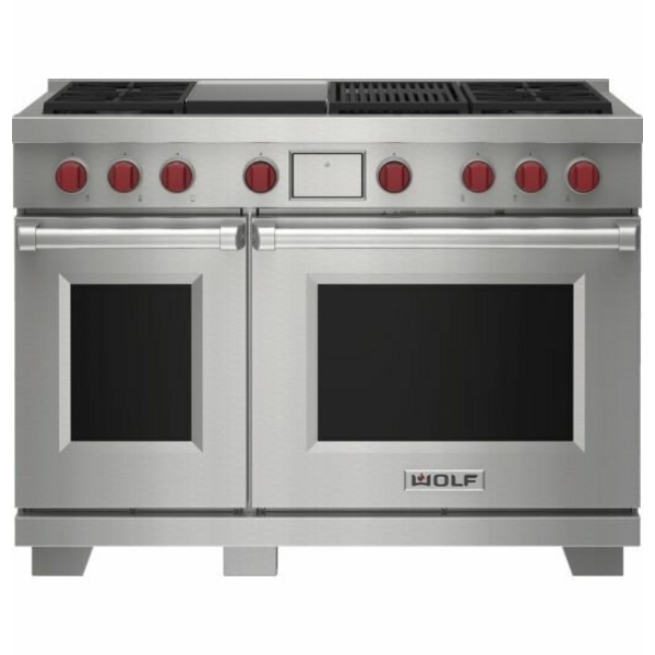 WOLF 122cm Freestanding Dual Fuel Oven/Stove with Chargrill and Teppanyaki - LPG Gas ICBDF48450CGSPLPG