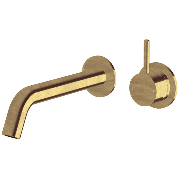 Sussex Taps Virgo Wall Basin or Bath Mixer Outlet System 200mm Living Tumbled Brass VGWBBMOS20001-23