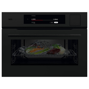 AEG 60cm 9000 Series Compact SteamPro Built-In Combi-Steam Oven with SousVide - Matte Black