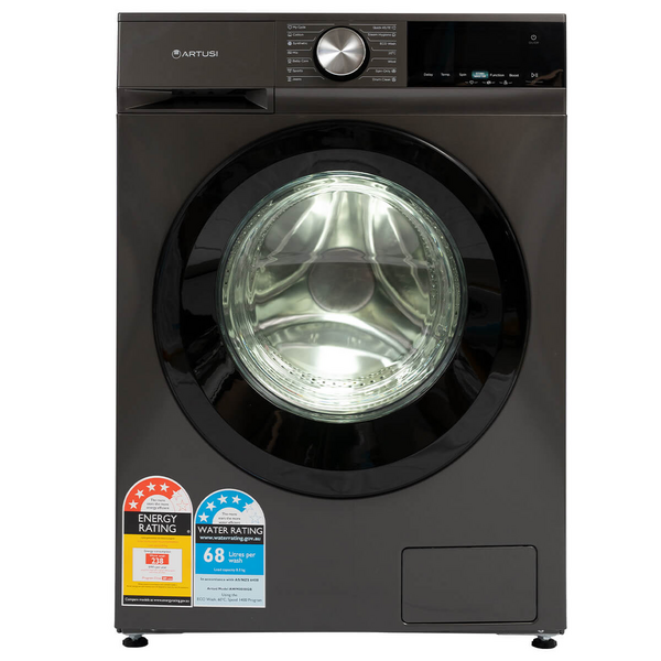 Artusi 8kg Front Load Washing Machine Grey/Black AWM8000GB