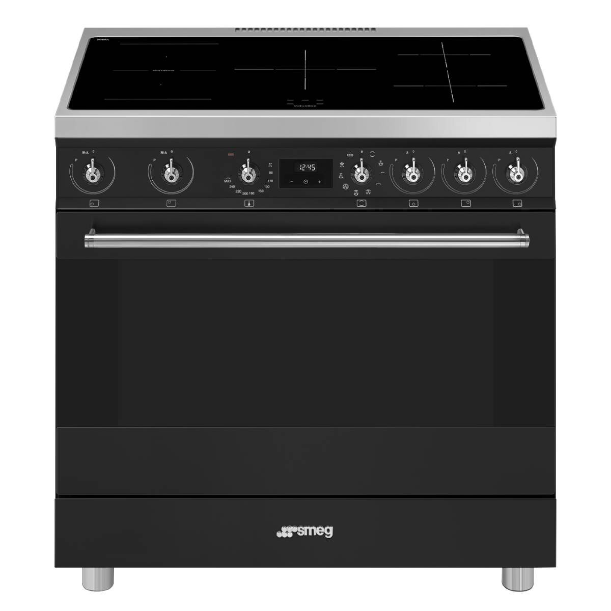 Smeg 90cm Freestanding Oven Stove with Induction Hob Black and Stainless Steel C9IMMB2 Winning Appliances