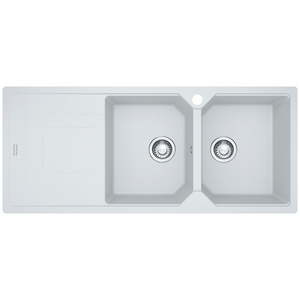 Franke Urban Double Bowl Topmount/Flush Mount Sink with Left Hand Drainer - White