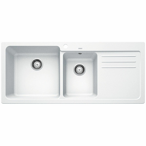 Blanco Bowl and 3/4 Inset Sink with Right Hand Drainer White