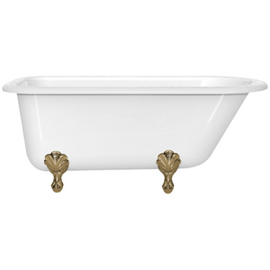 Victoria + Albert Hampshire 1500 Clawfoot Freestanding Bath - Gloss White with Polished Brass Feet HA1NSWNOFTHAMPB