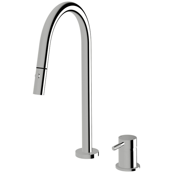 Sussex Taps Virgo Hob Set Pull Out Spray Tap Knurled Chrome VGHMSPOS01-K