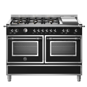 Bertazzoni 120cm Heritage Series 6 Burner + Griddle Plate Matte Black Dual Fuel Freestanding Oven