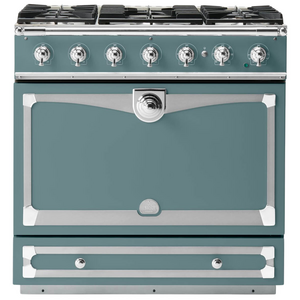 La Cornue Albertine 90cm Dual Fuel Freestanding Oven Ocean with Polished Chrome