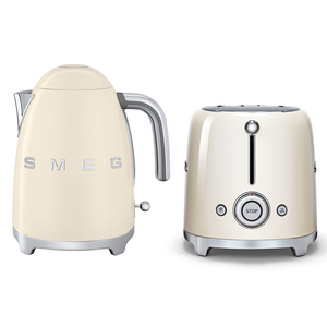 Smeg Kettle and 2 Slice Toaster Pack Cream KLF03CRAUTSF01CRAU