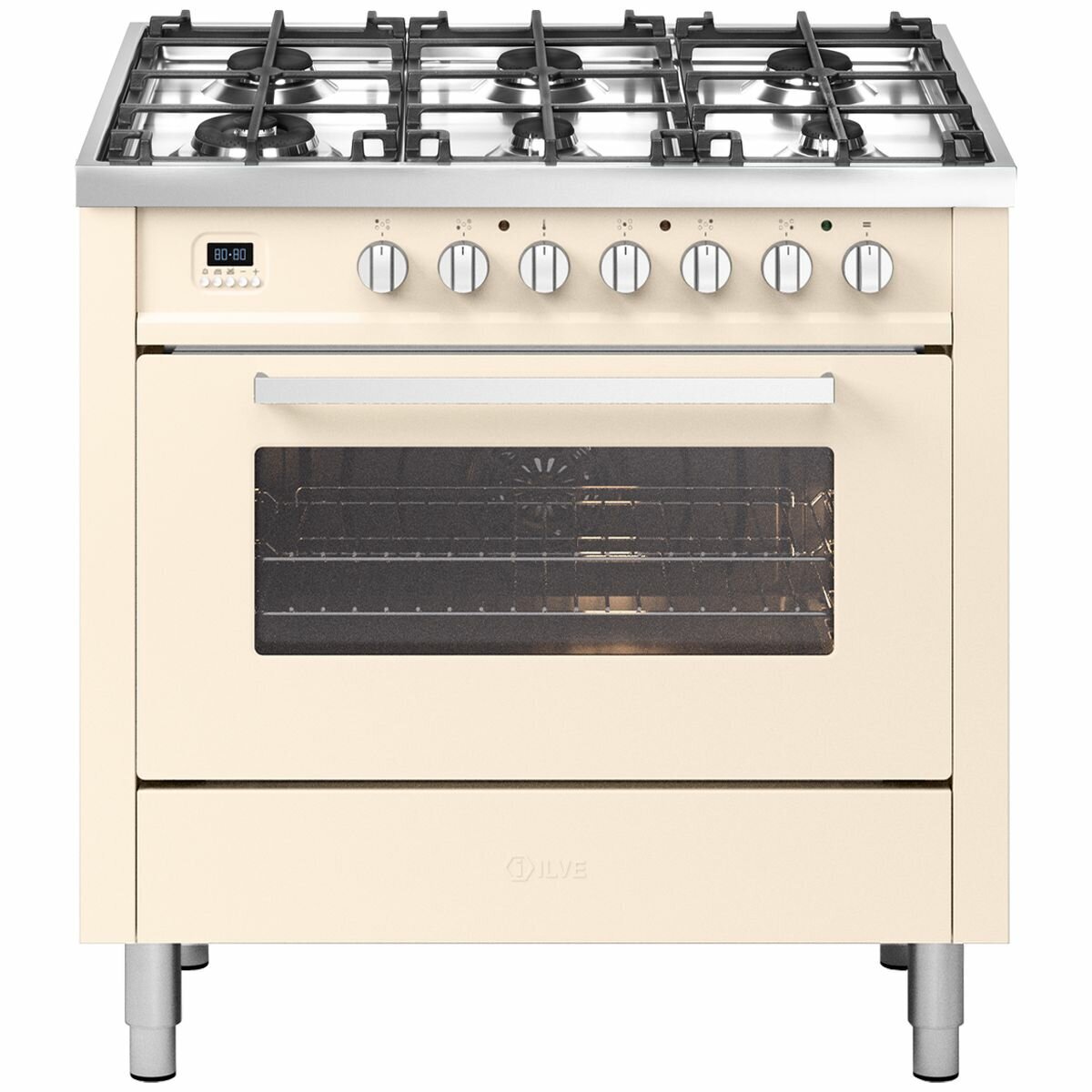 ILVE 90cm Pro Line Freestanding Dual Fuel Stove Oven Antique White L096WMPAW Winning Appliances
