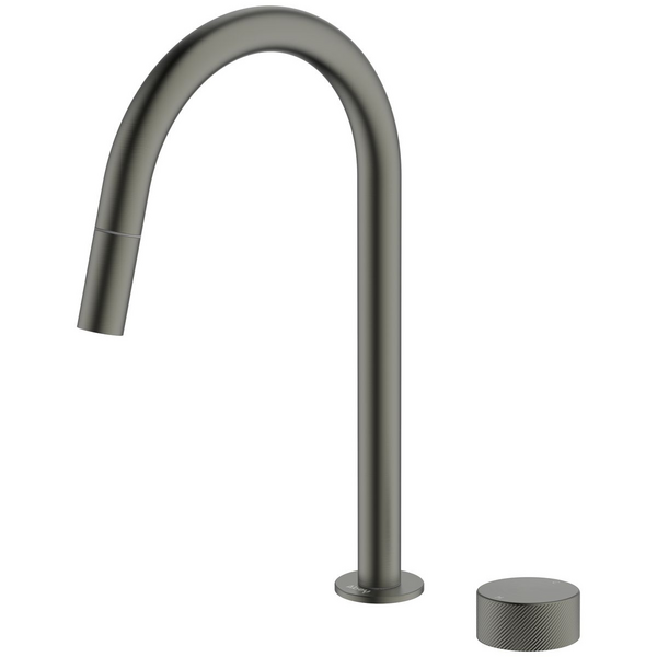 Abey Poco Gooseneck Pull Out Kitchen Mixer Tap Gunmetal 8K2-GM-LF