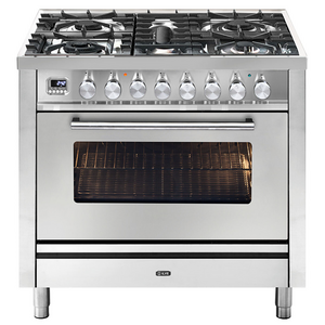 ILVE Professional Plus Series 90cm Dual Fuel Five Burner Oven with Milano Knobs