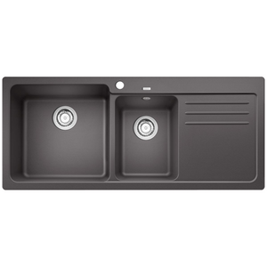 Blanco Bowl and 3/4 Inset Sink with Right Hand Drainer Rock Grey
