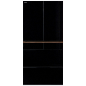Hitachi 670L Multi Drawer French Door Refrigerator Crystal Black Glass R-GW670TAXK