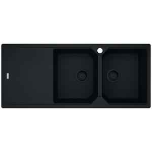 Franke Urban Double Bowl Topmount/Flush Mount Sink with Left Hand Drainer - Matte Black
