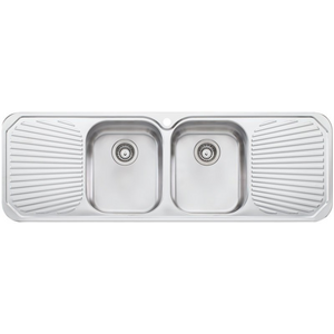 Oliveri Petite Double Bowl With Double Drainer Topmount Sink