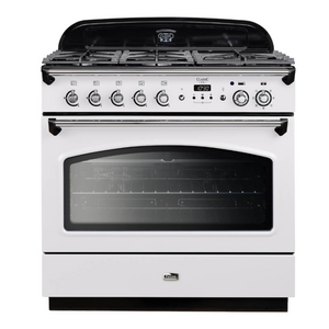 Falcon 90cm Classic FX Stone White-Chrome Dual Fuel Freestanding Oven CLA90FXDFWHCH