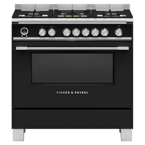 Fisher & Paykel 90cm Series 9 Classic Style Freestanding Dual Fuel Pyrolytic Oven Black