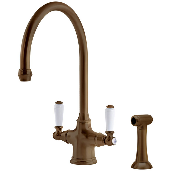 Shaws by Perrin & Rowe Ribble Kitchen Mixer with Rinse - English Bronze AUSH-4360EBWPC