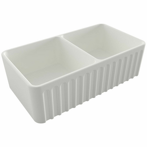 Turner Hastings Novi 85 x 46 Fine Fireclay Double Bowl Butler Sink Matte White