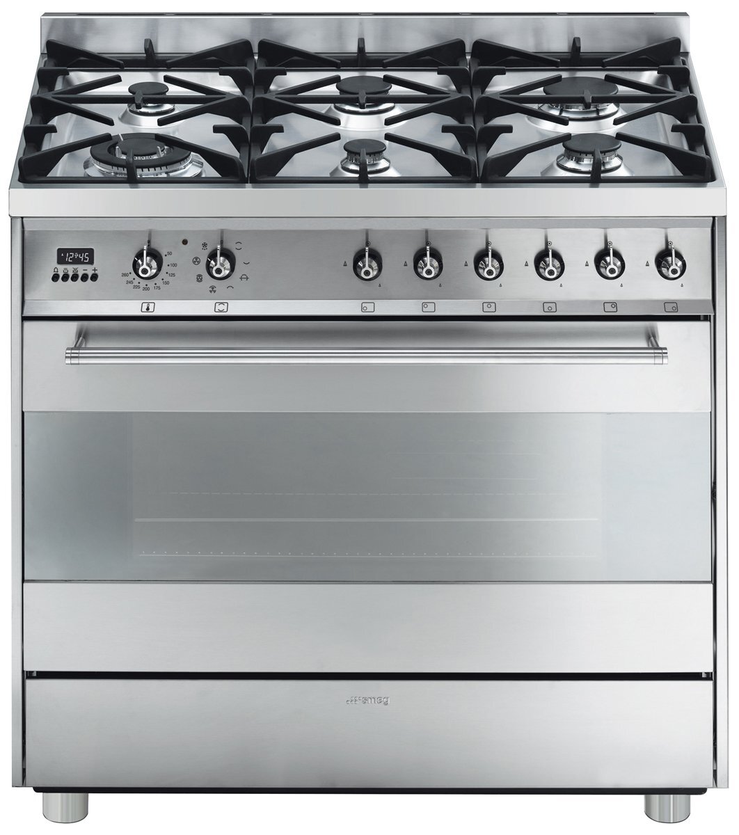 Smeg 6 burner hot sale gas electric oven