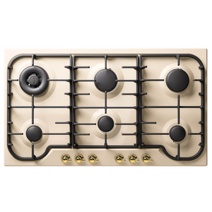 ILVE Nostalgie 86cm Gas Cooktop Antique White and Brass